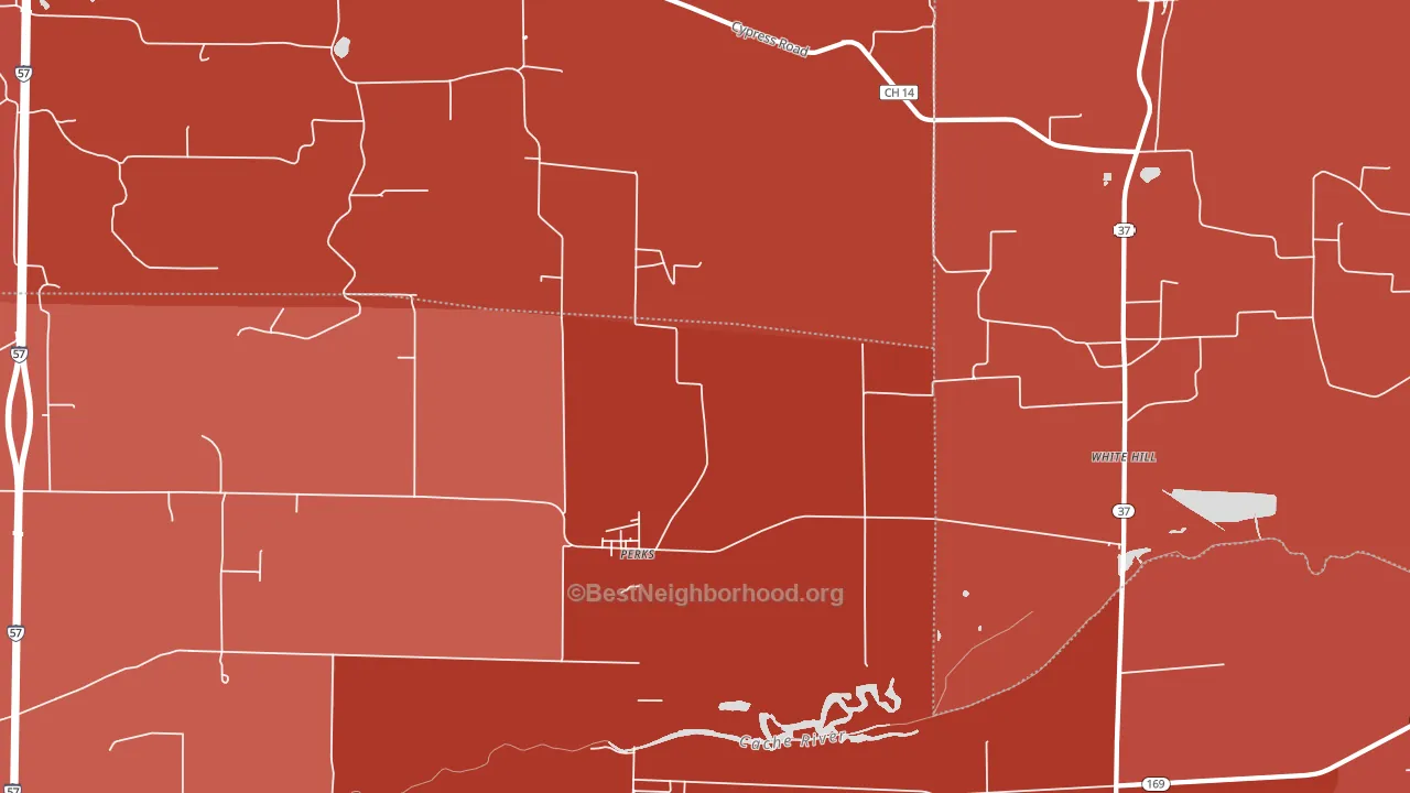 Perks, IL block-group political-lean map