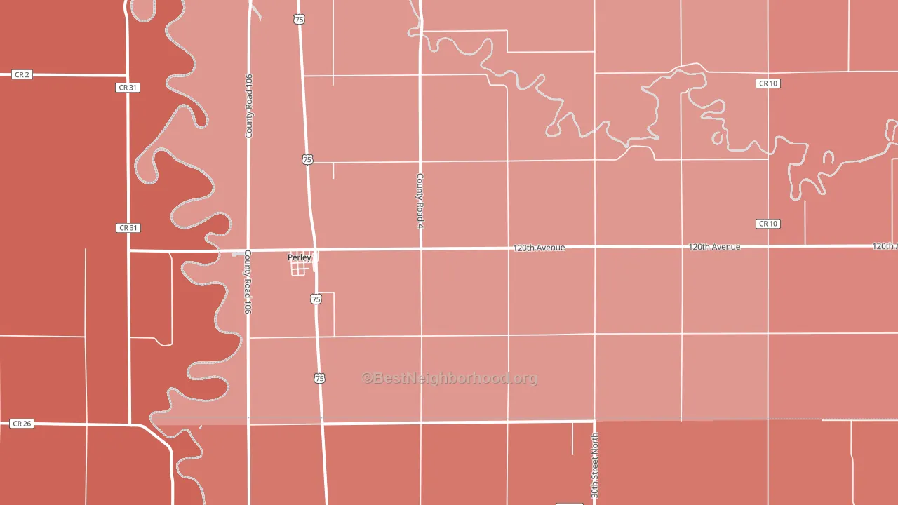 Perley, MN block-group political-lean map
