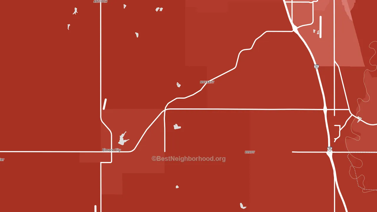 Pernell, OK block-group political-lean map