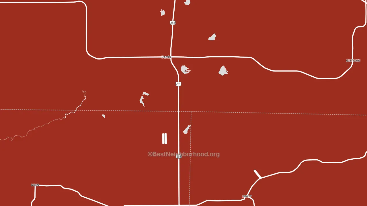 Perrin, TX block-group political-lean map