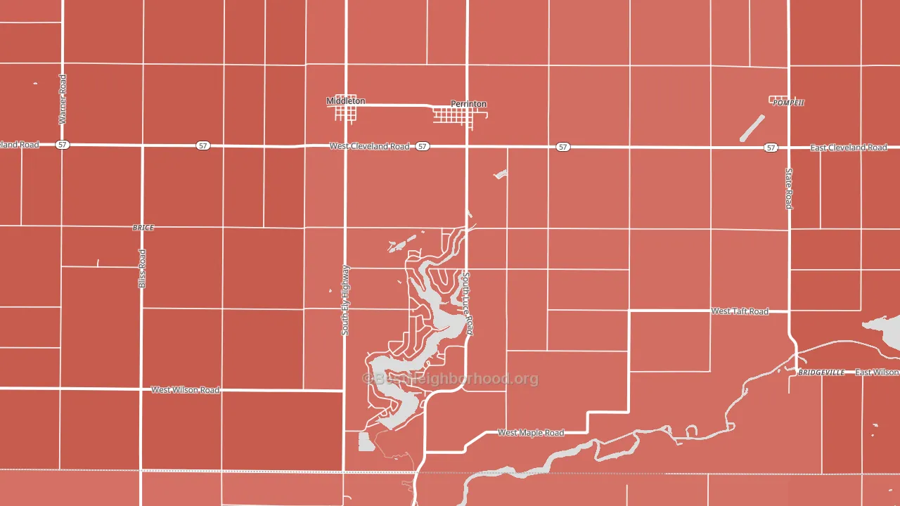 Perrinton, MI block-group political-lean map