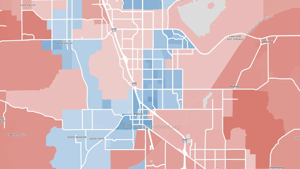 Perris, CA block-group political-lean map