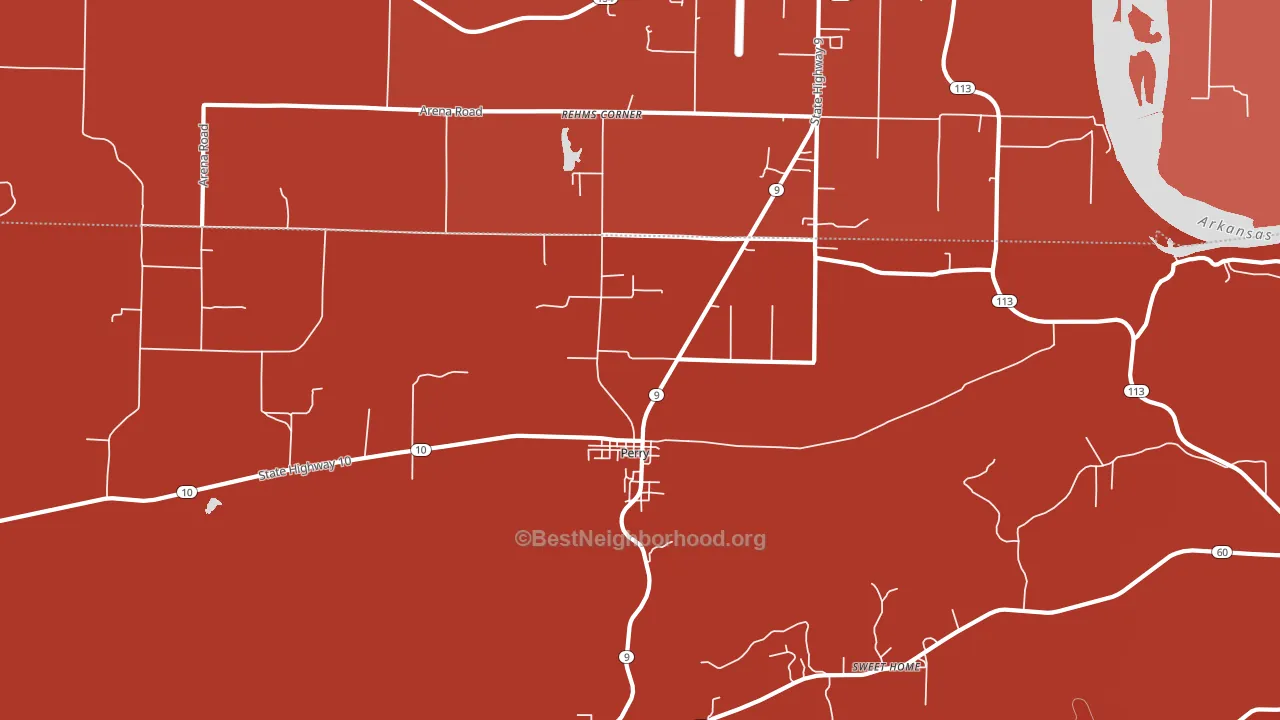 Perry, AR block-group political-lean map