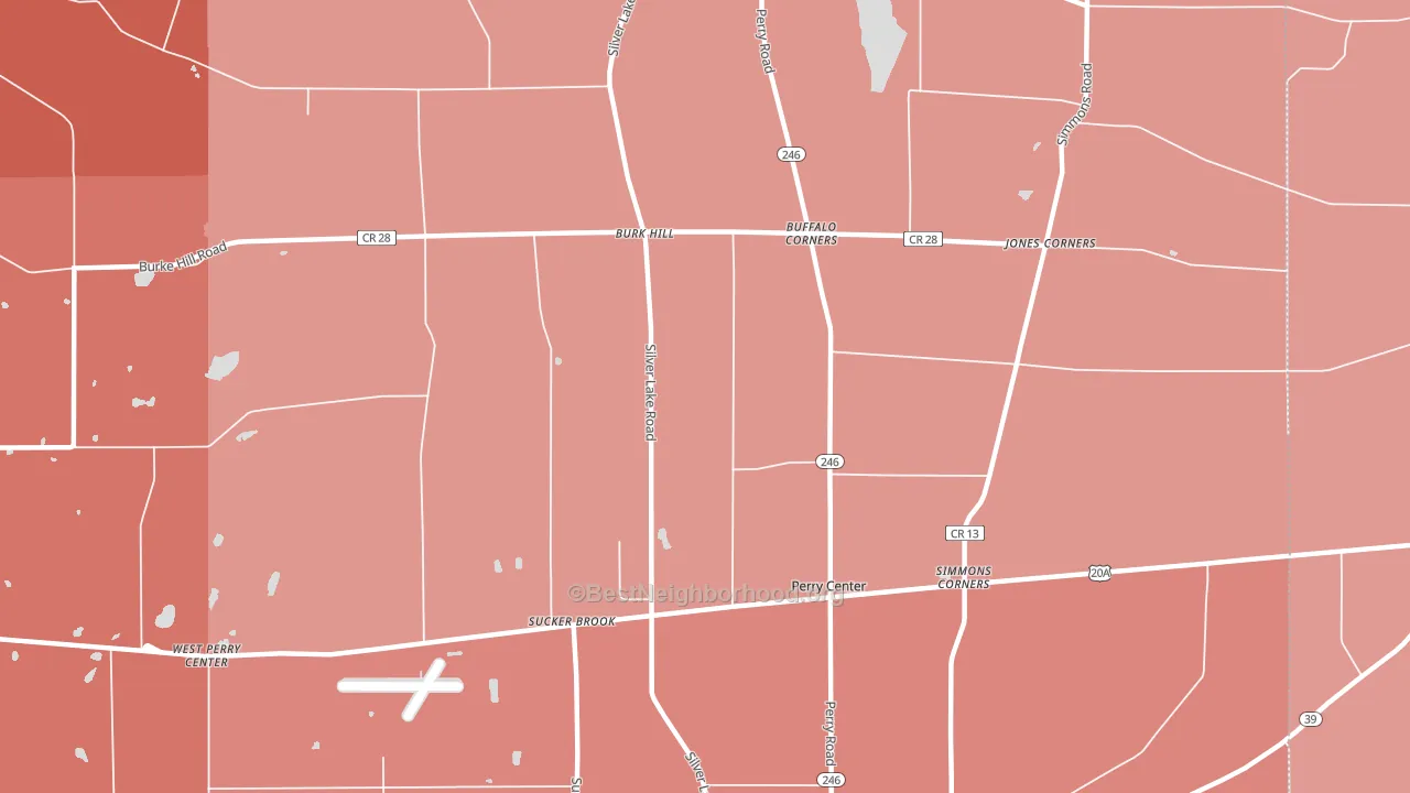 Perry Center, NY block-group political-lean map