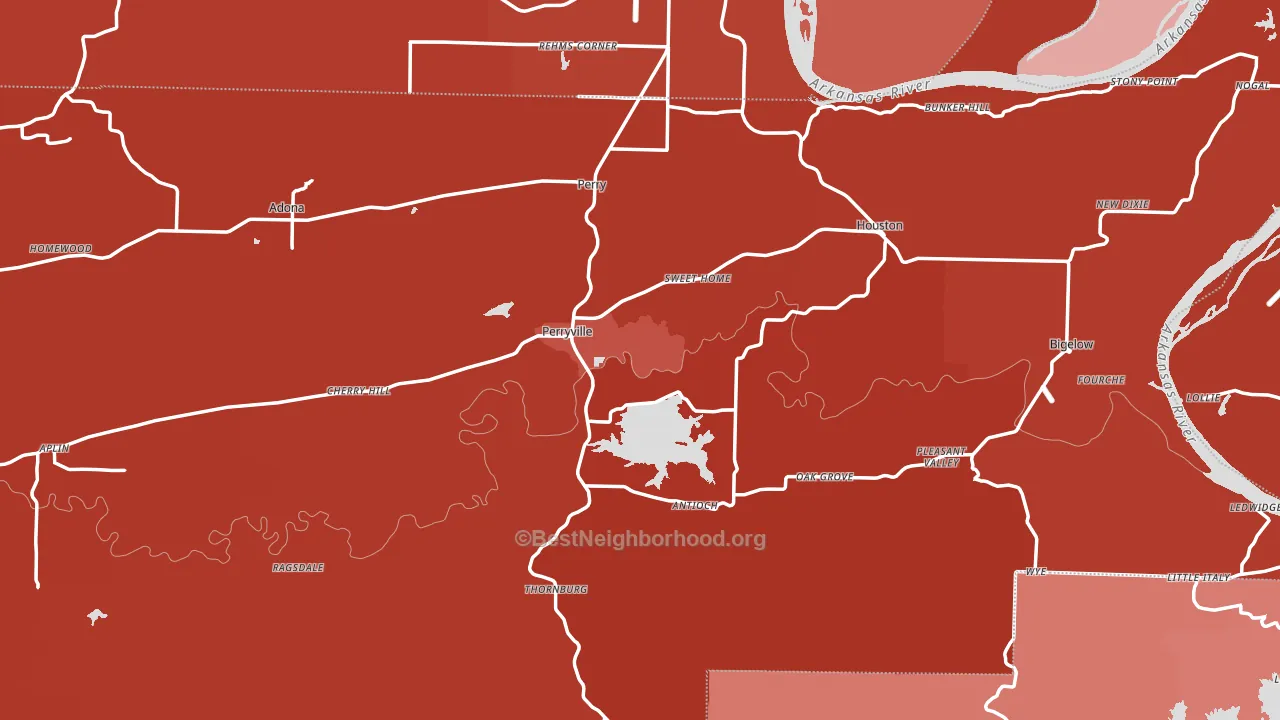 Perry County, AR block-group political-lean map