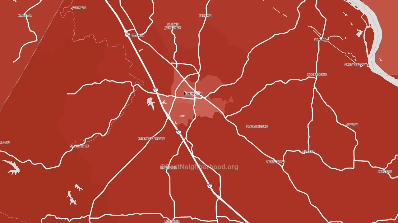 Perry County, MO block-group political-lean map