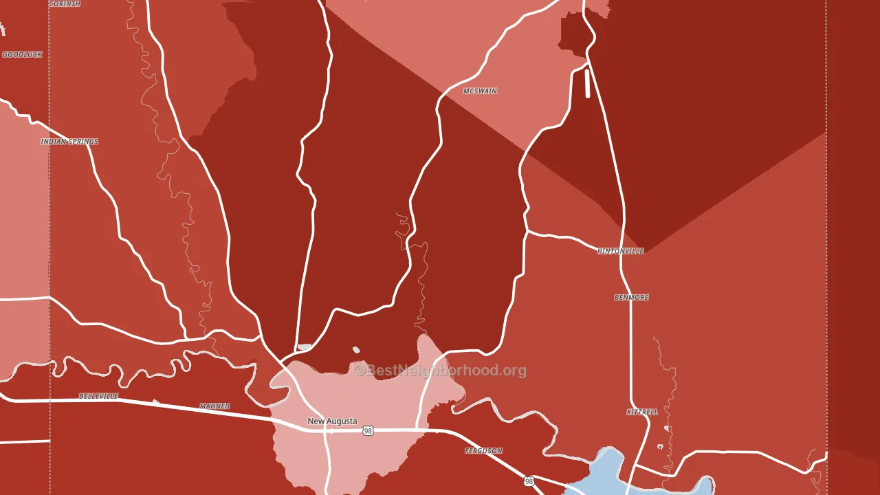 Perry County, MS block-group political-lean map