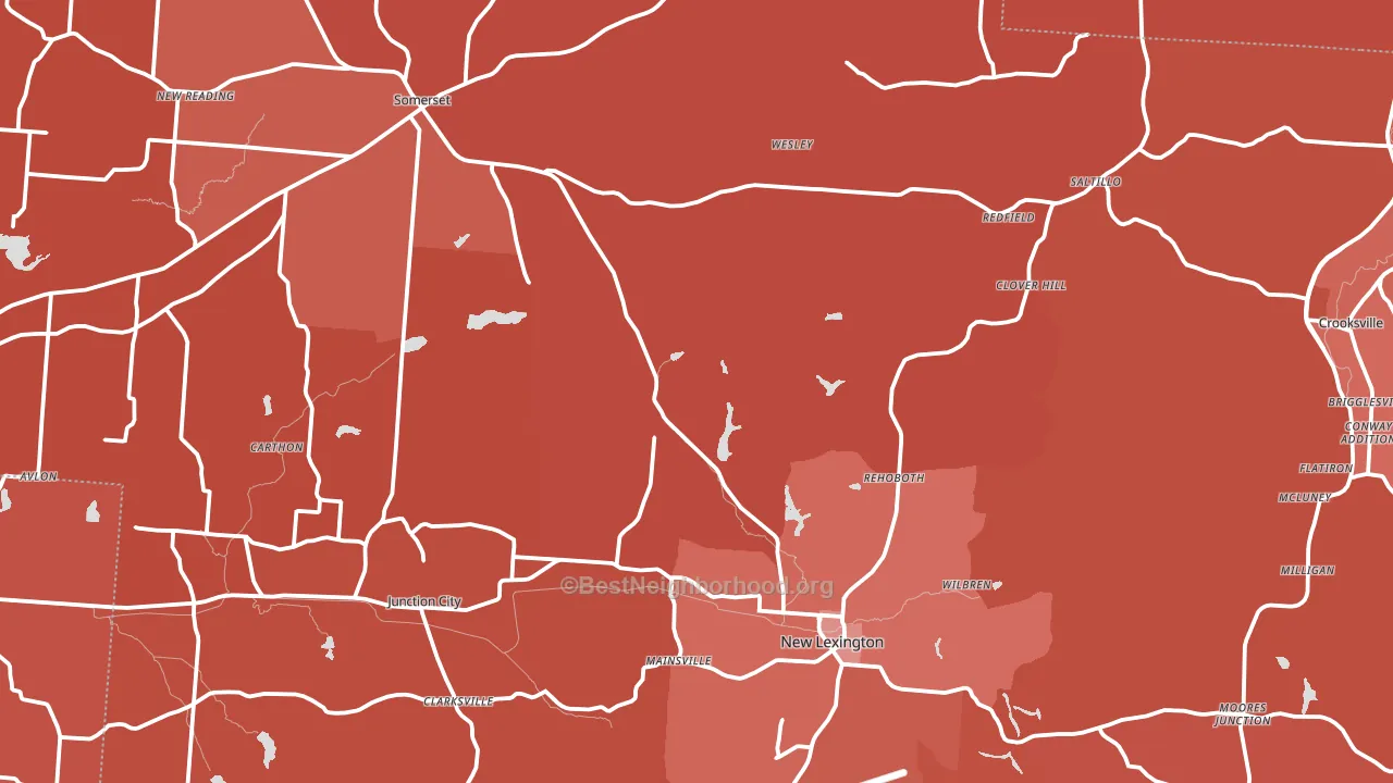 Perry County, OH block-group political-lean map