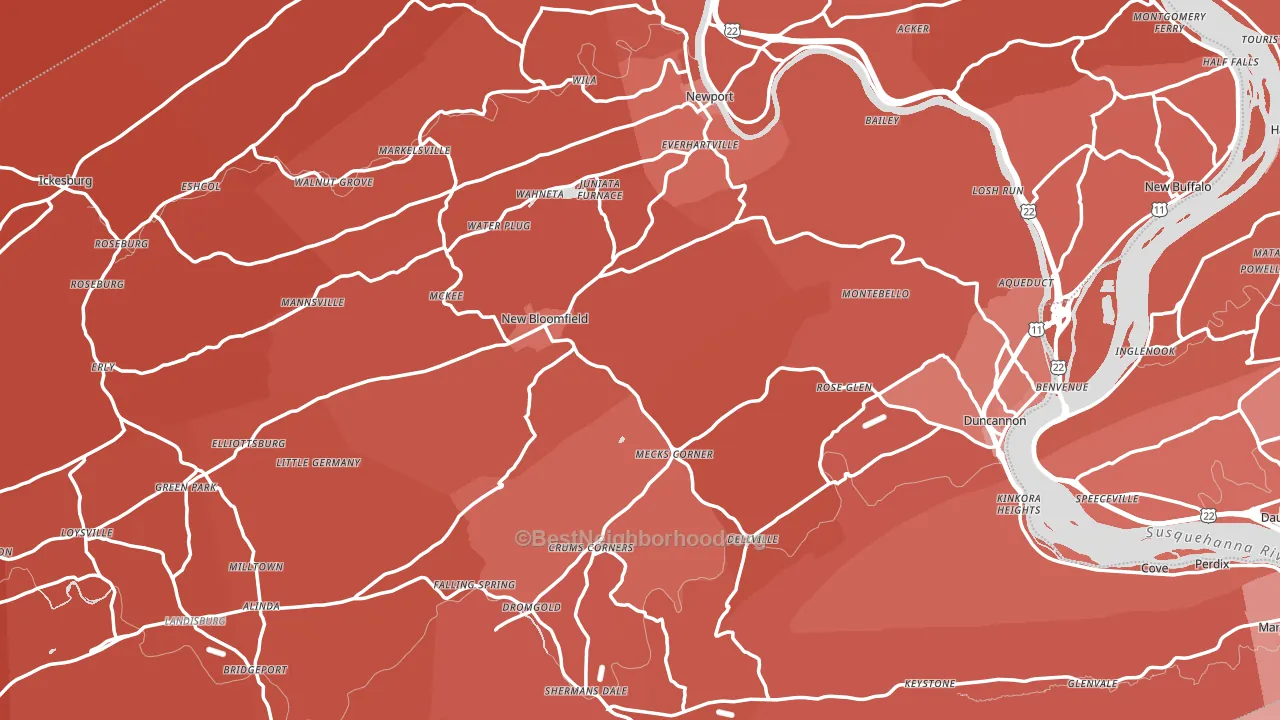 Perry County, PA block-group political-lean map