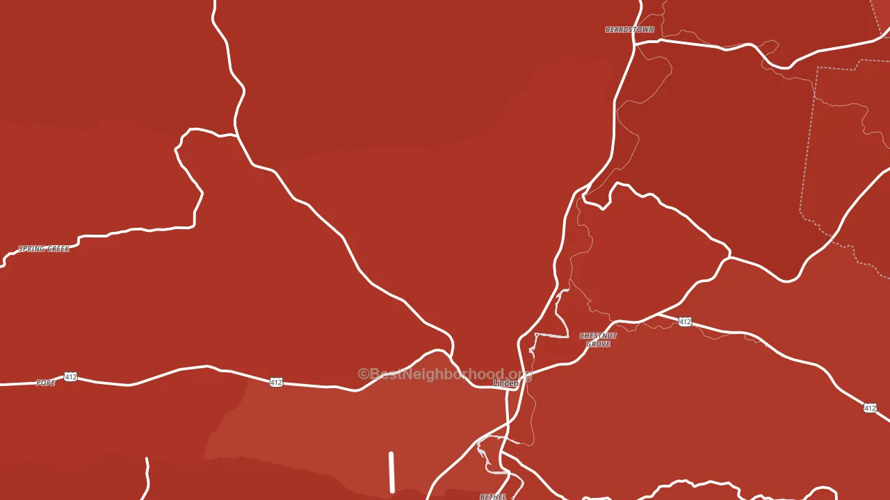Perry County, TN block-group political-lean map