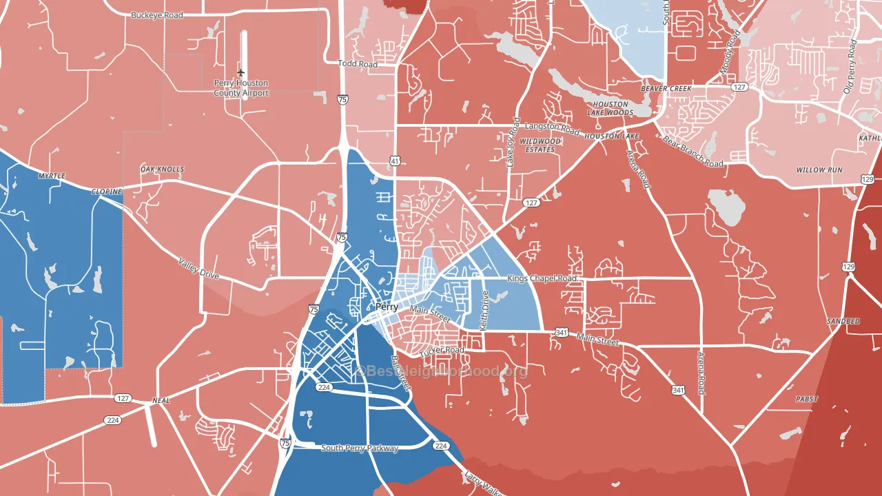 Perry, GA block-group political-lean map