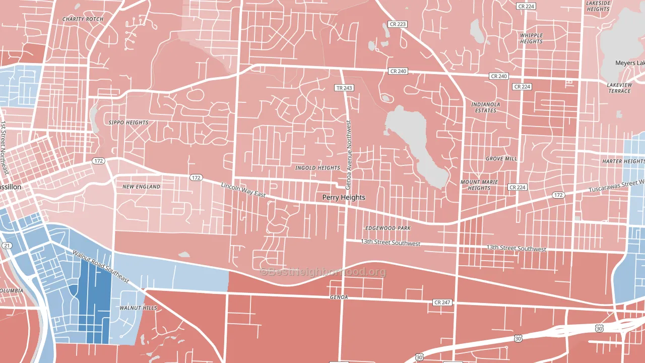 Perry Heights, OH block-group political-lean map