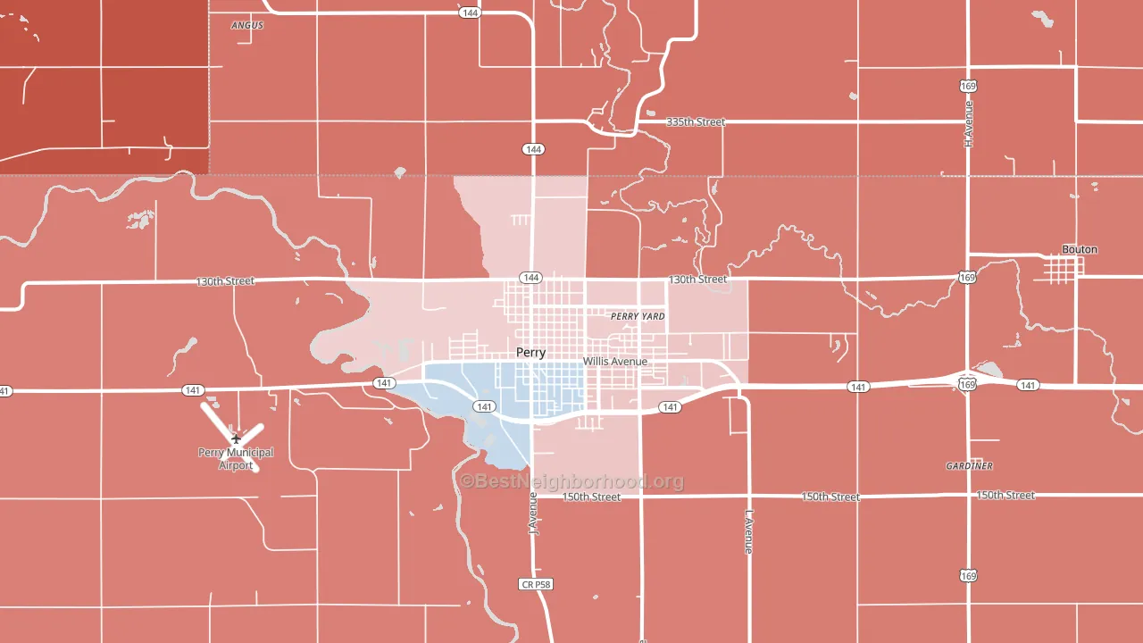 Perry, IA block-group political-lean map