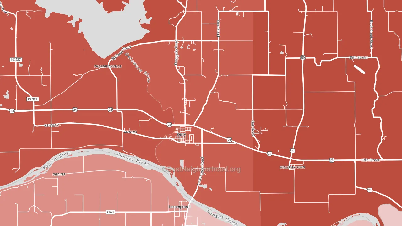 Perry, KS block-group political-lean map