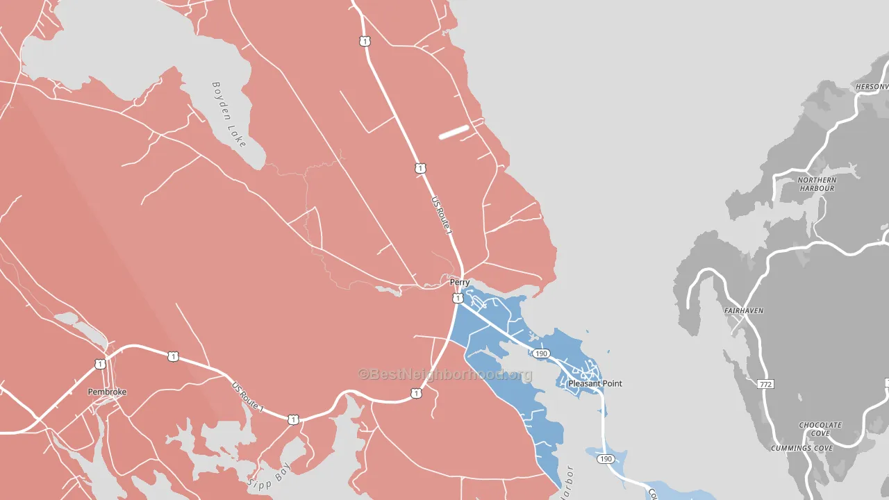 Perry, ME block-group political-lean map