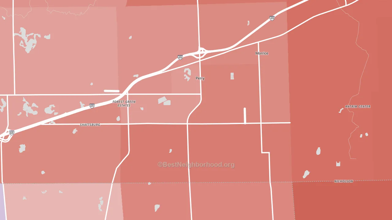 Perry, MI block-group political-lean map