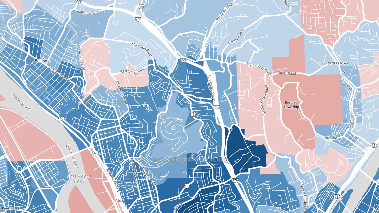 Perry North, Pittsburgh, PA block-group political-lean map