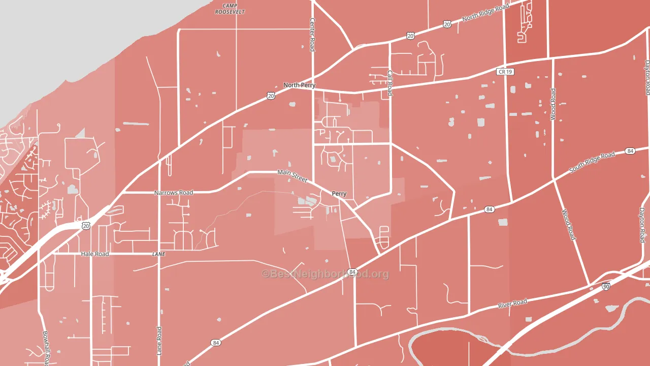 Perry, OH block-group political-lean map