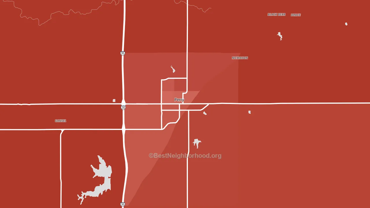 Perry, OK block-group political-lean map