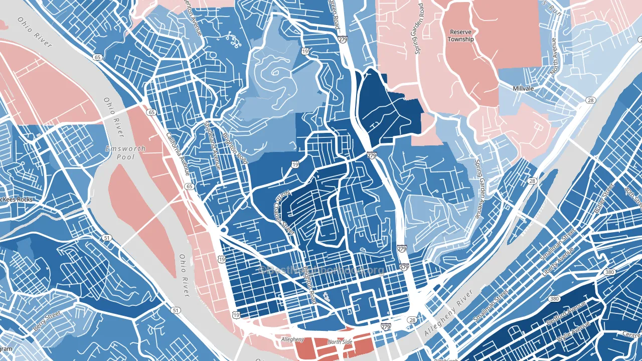 Perry South, Pittsburgh, PA block-group political-lean map