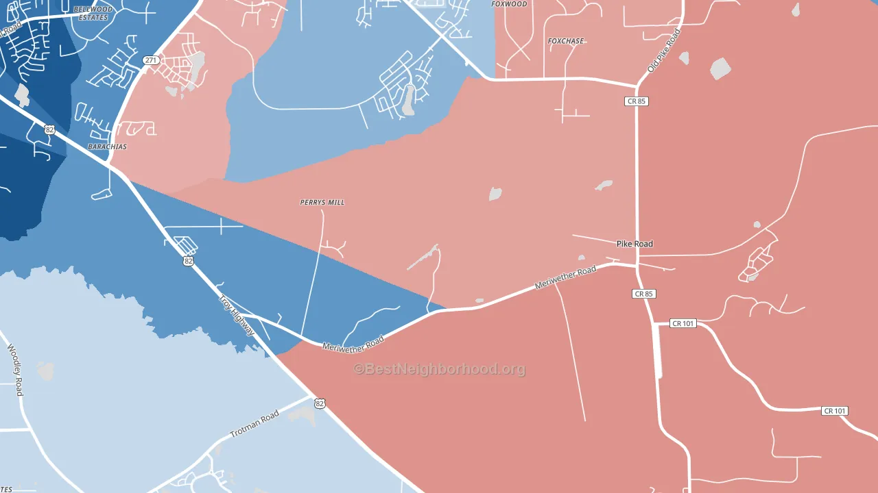 Perrys Mill, AL block-group political-lean map