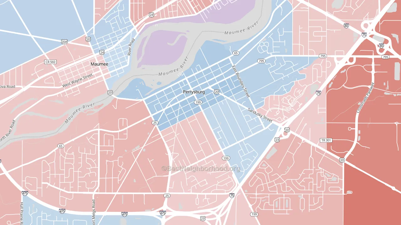 Perrysburg Historic District, Perrysburg, OH block-group political-lean map