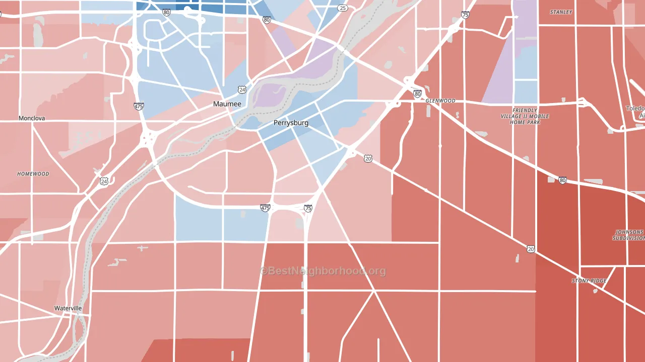 Perrysburg, OH block-group political-lean map