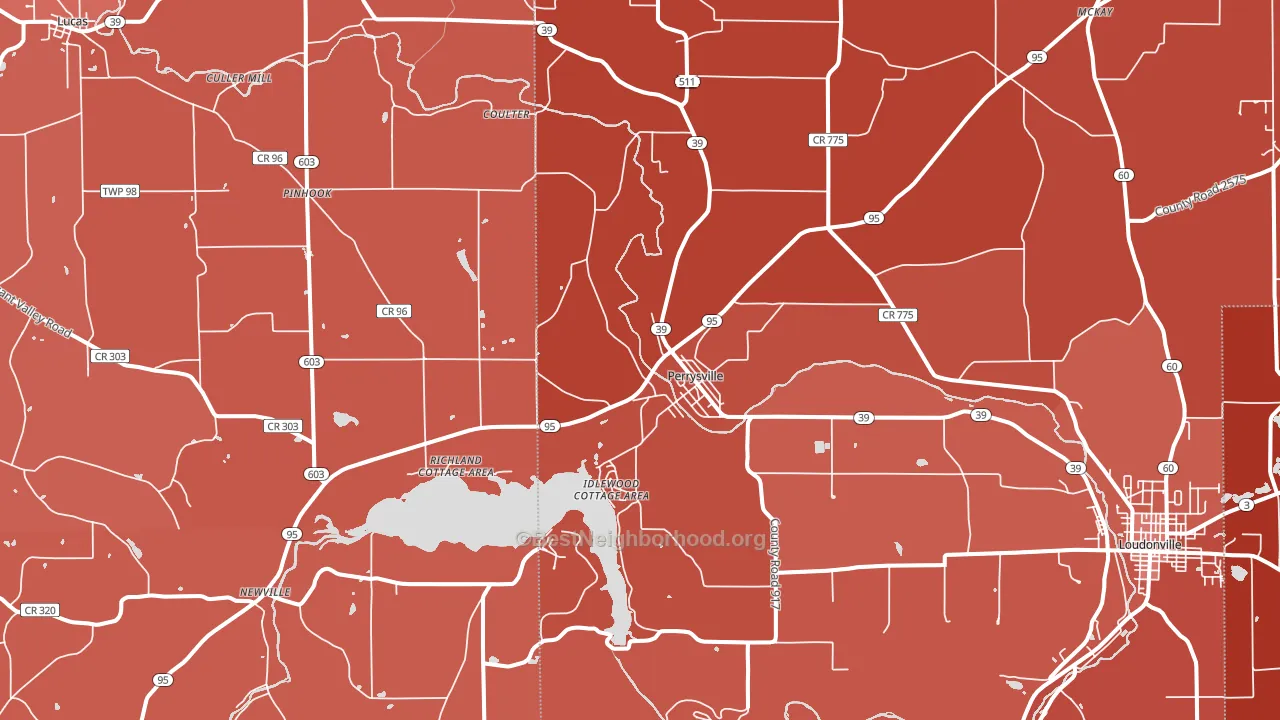 Perrysville, OH block-group political-lean map