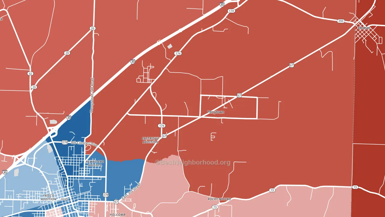Perrytown, AR block-group political-lean map