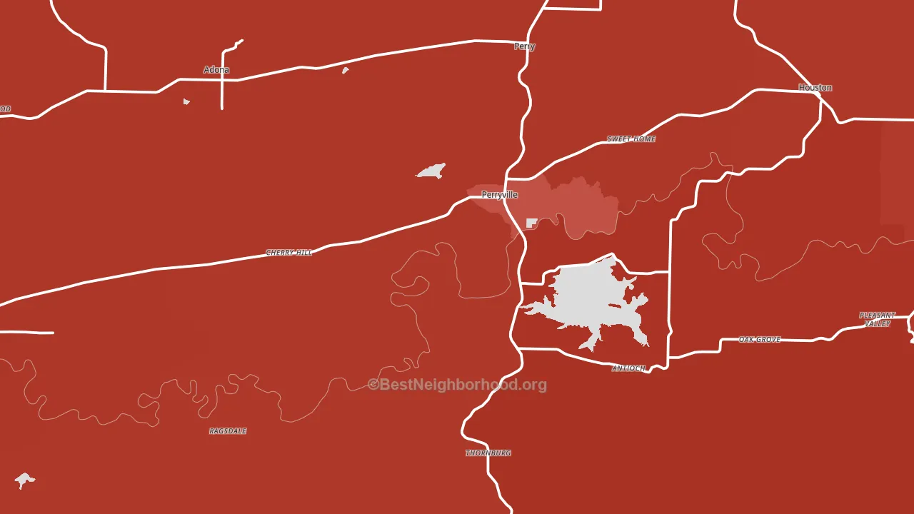 Perryville, AR block-group political-lean map