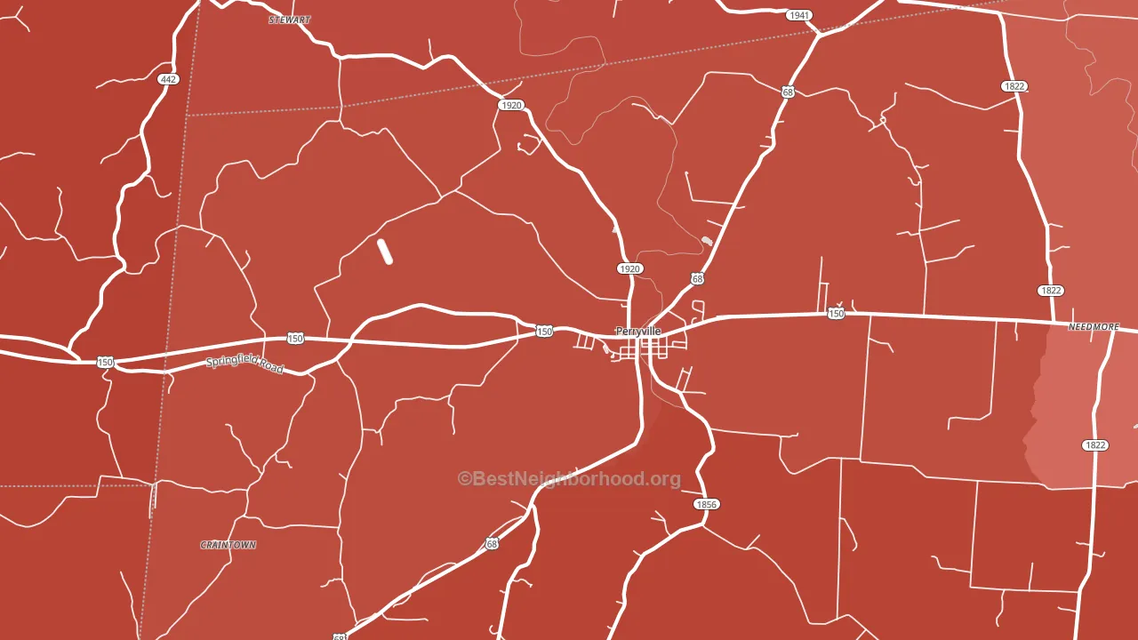 Perryville, KY block-group political-lean map