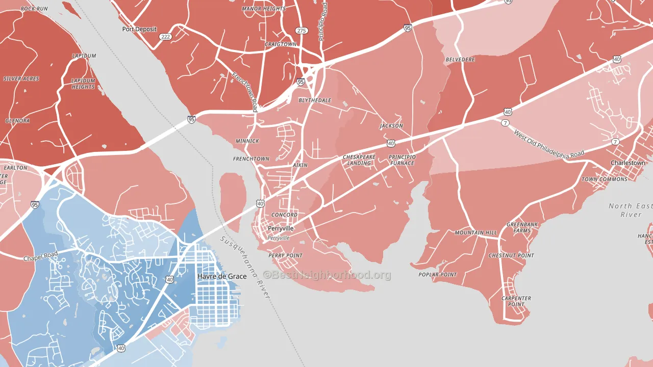 Perryville, MD block-group political-lean map