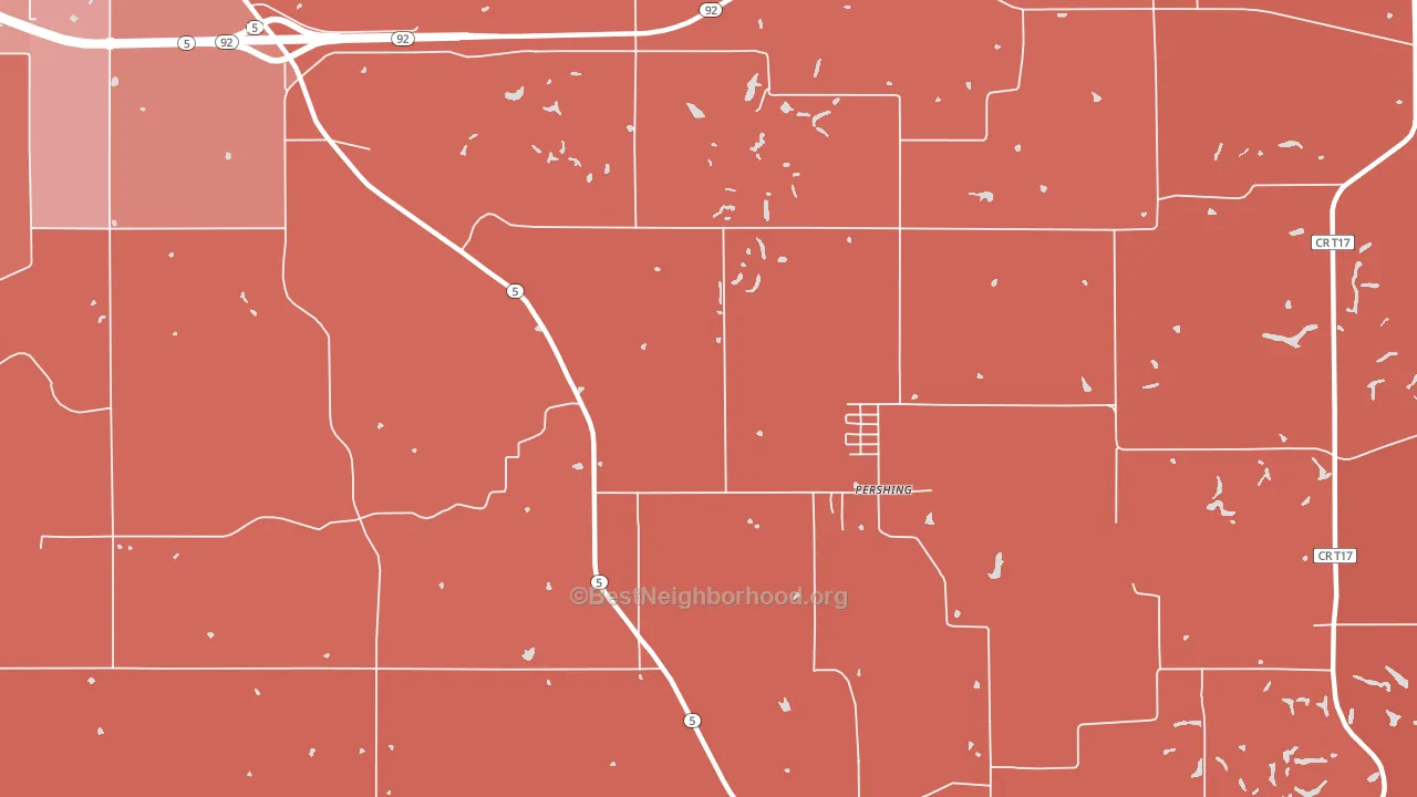 Pershing, IA block-group political-lean map