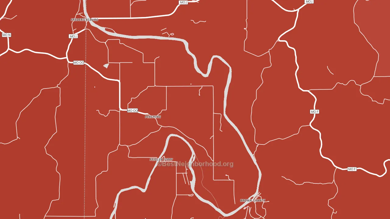 Pershing, MO block-group political-lean map