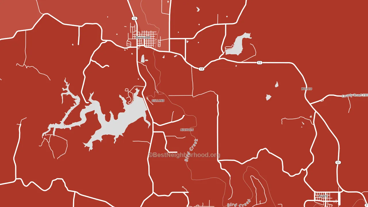 Pershing, OK block-group political-lean map