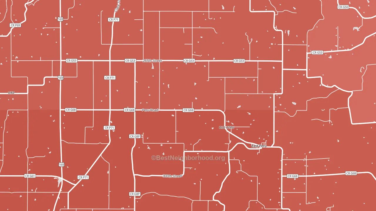 Peru, IA block-group political-lean map
