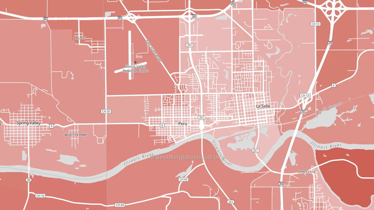 Peru, IL block-group political-lean map