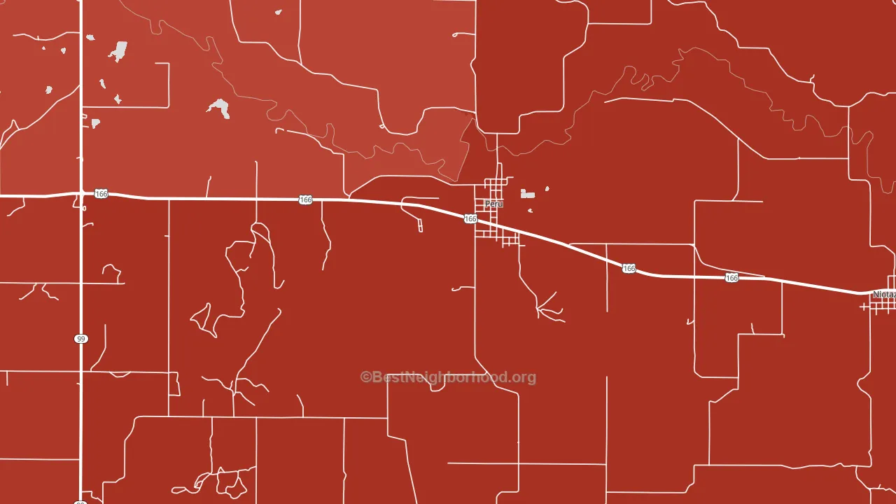 Peru, KS block-group political-lean map