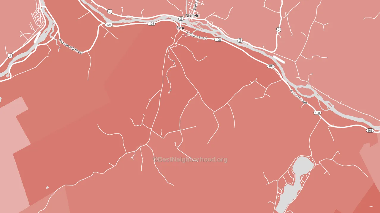 Peru, ME block-group political-lean map