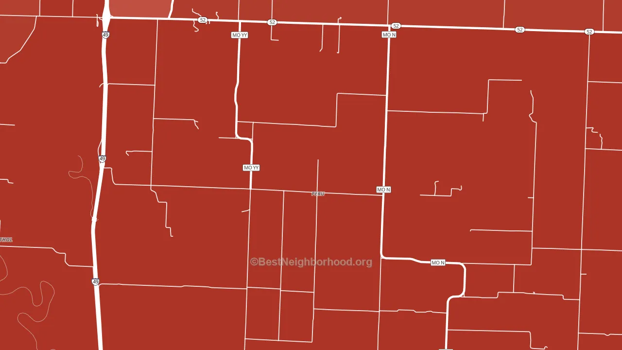 Peru, MO block-group political-lean map