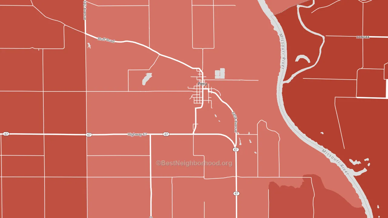 Peru, NE block-group political-lean map