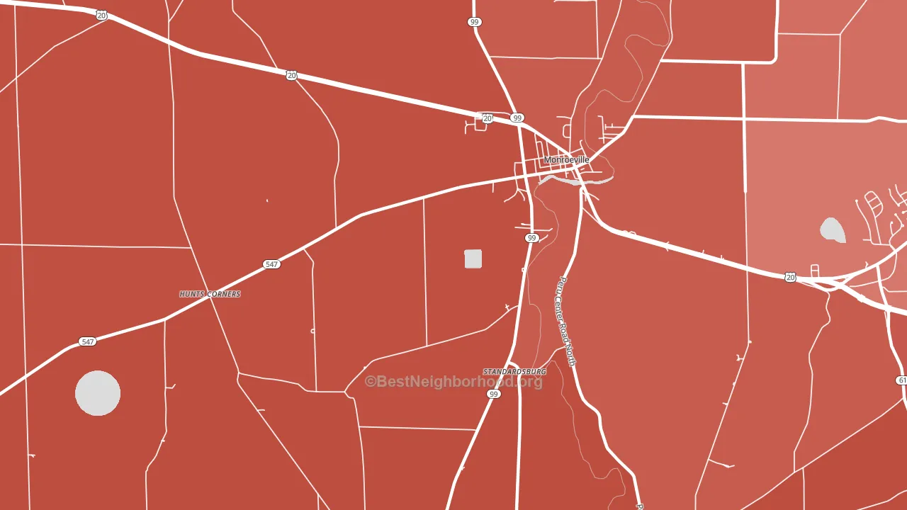 Peru, OH block-group political-lean map