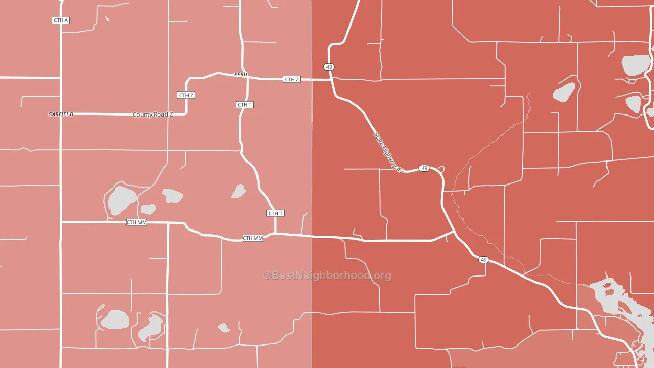 Peru, WI block-group political-lean map