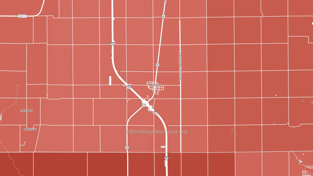 Pesotum, IL block-group political-lean map