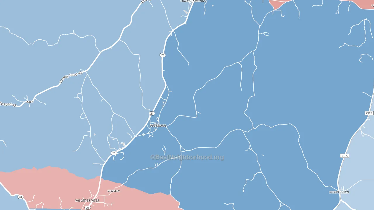 Peterman, AL block-group political-lean map