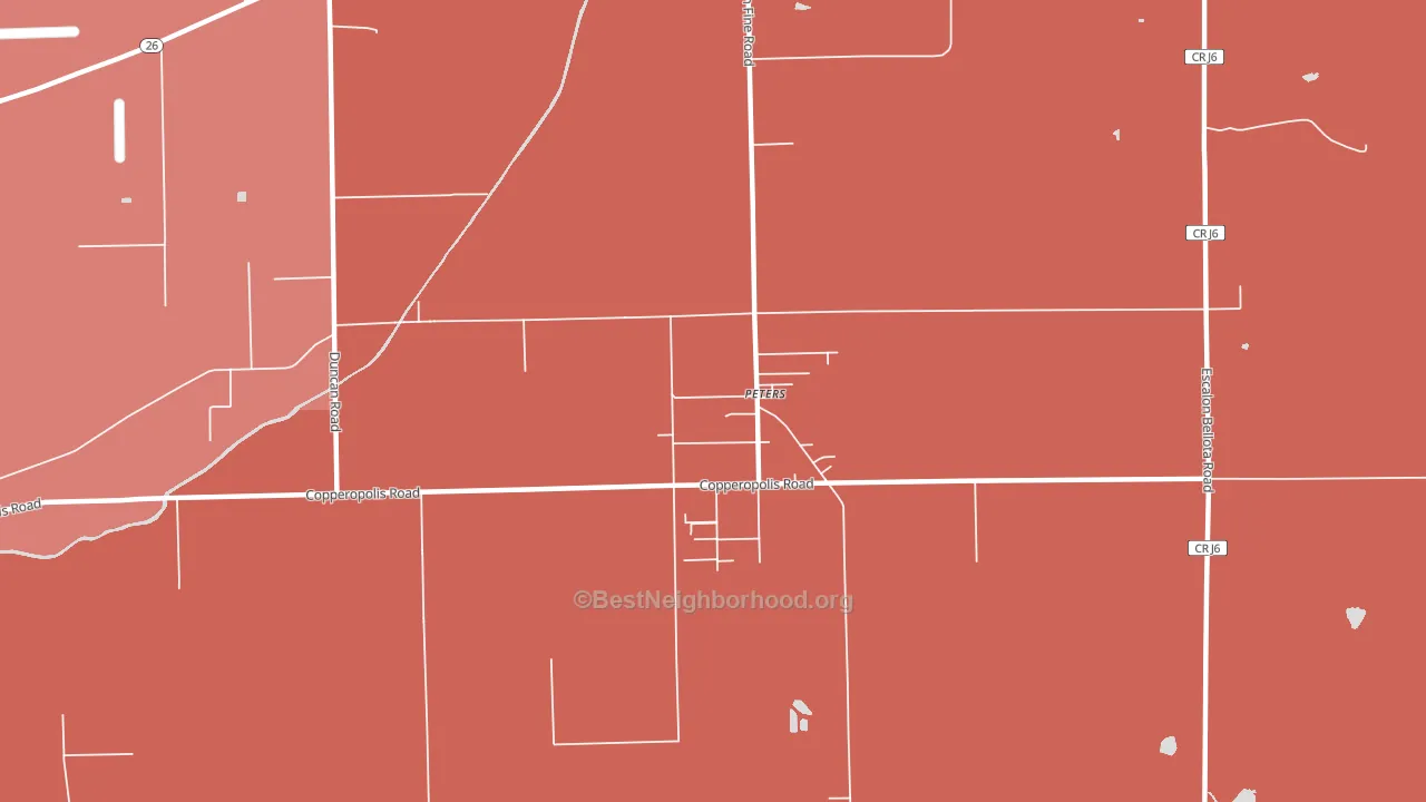 Peters, CA block-group political-lean map