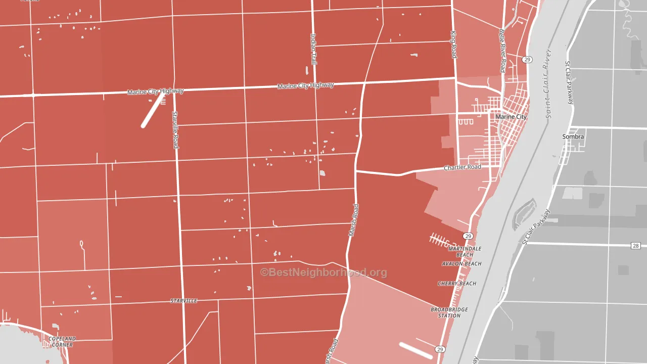 Peters, MI block-group political-lean map