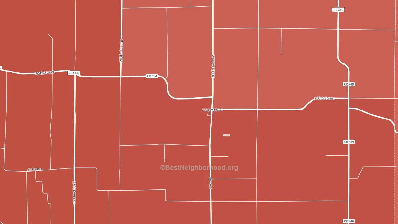 Petersburg, IA block-group political-lean map