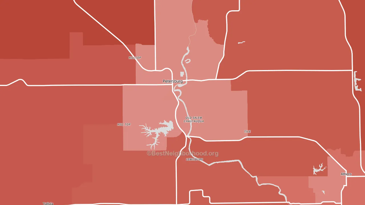 Petersburg, IL block-group political-lean map