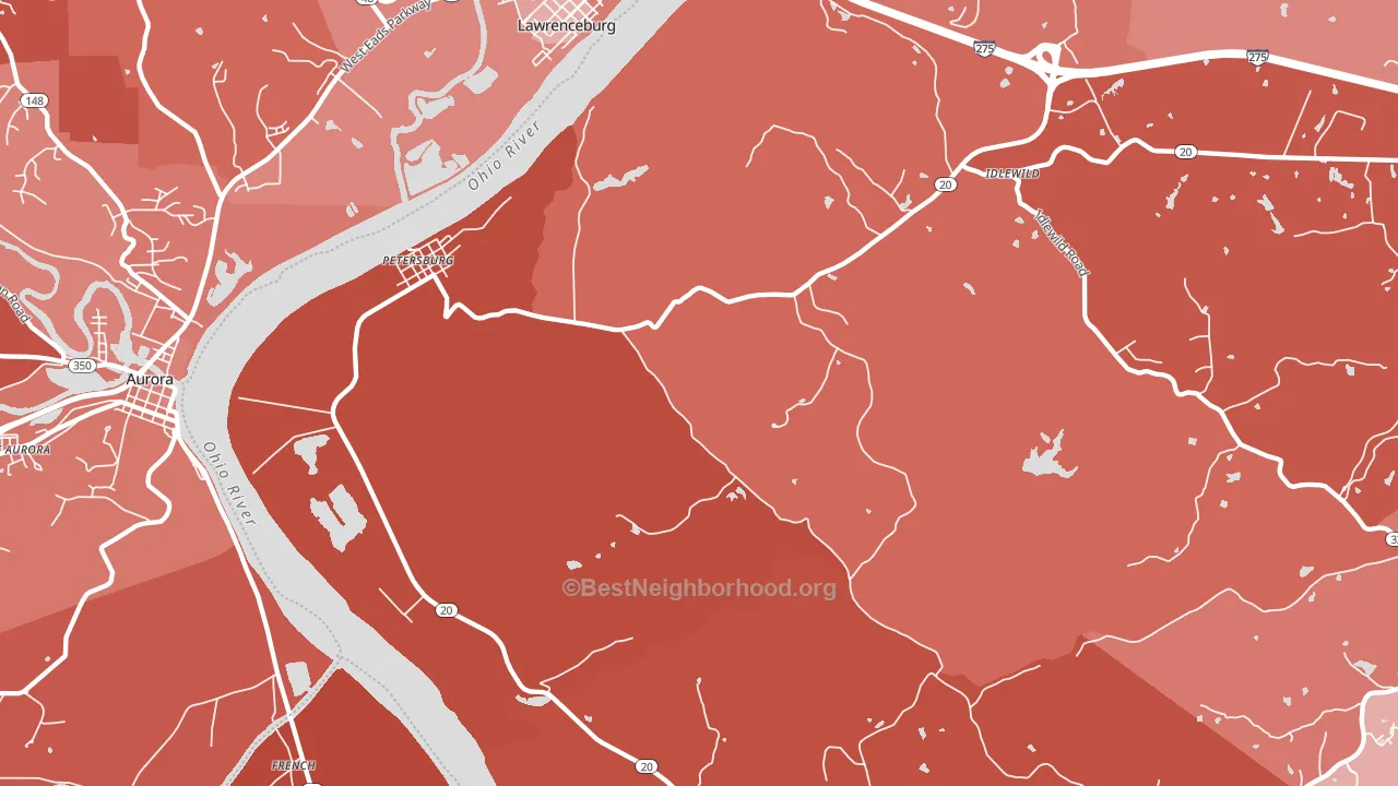 Petersburg, KY block-group political-lean map